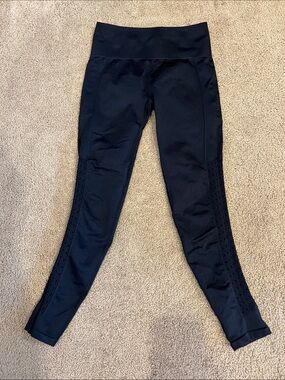 Fabletics Black High-Waist Leggings with Side Mesh Panels